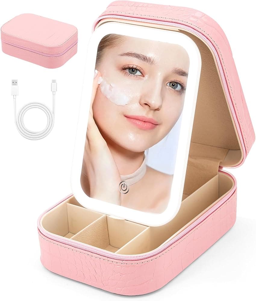 Estuche de maquillaje con espejo LED integrado