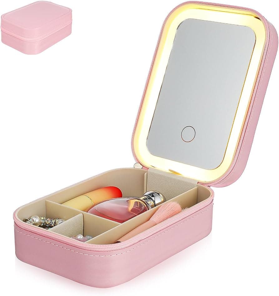 Estuche de maquillaje con espejo LED integrado