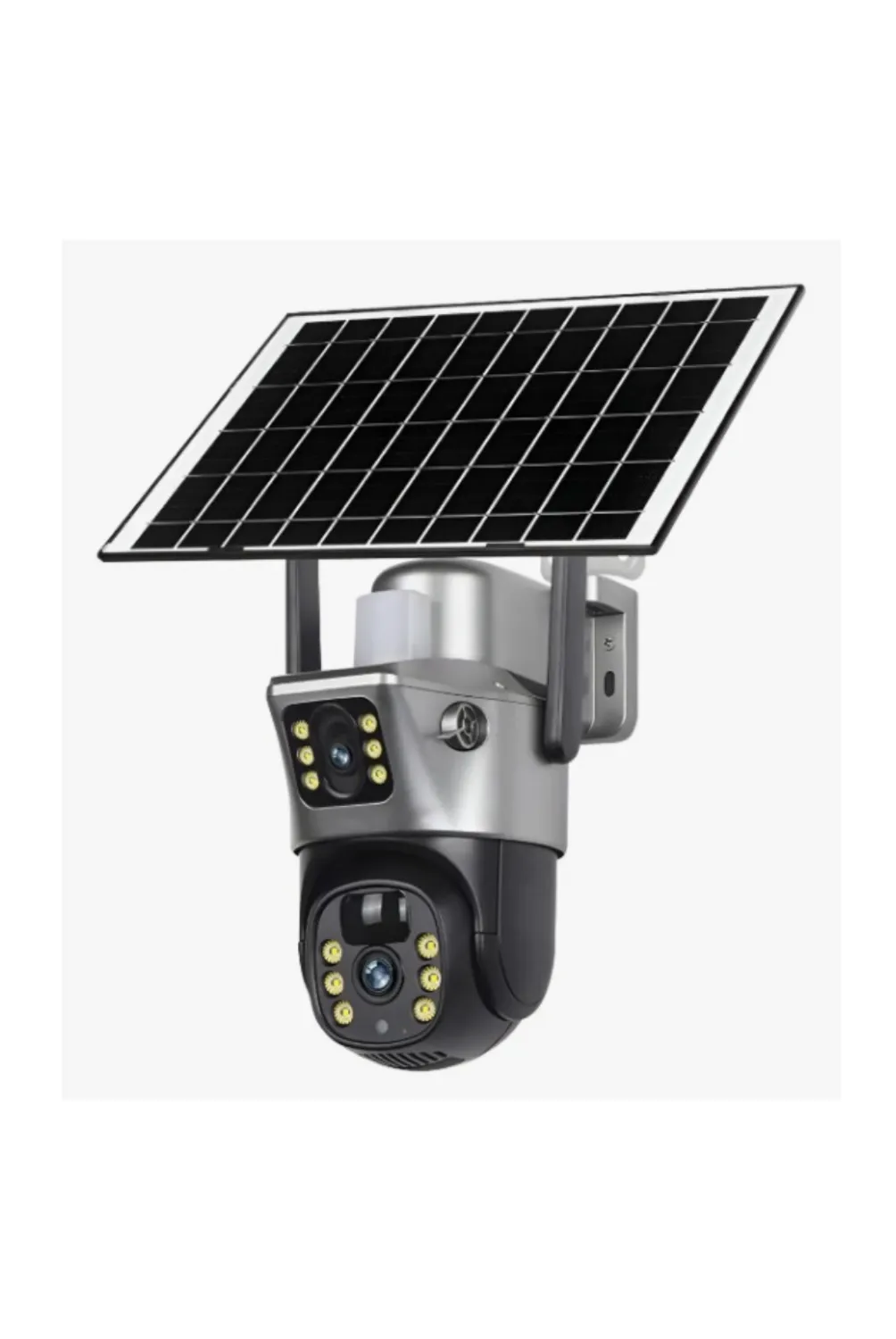 CAMARA DE SEGURIDAD DOBLE LENTE PANEL SOLAR