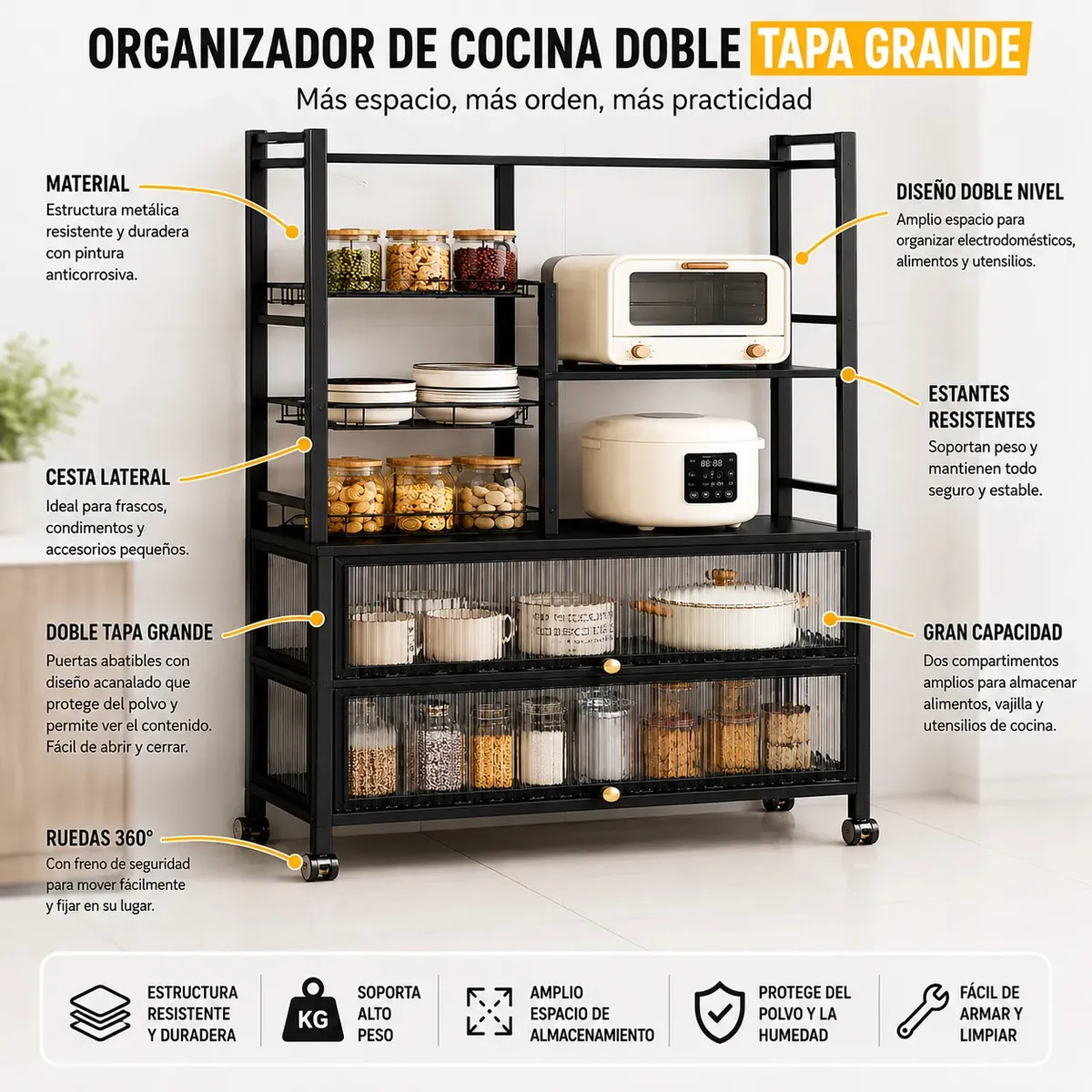 ORGANIZADOR DE COCINA DOBLE TAPA GRANDE